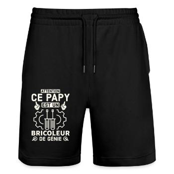 Ce papy est un bricoleur de génie 1 - Short de jogging bio TRAINER Stanley/Stella unisexe - noir - Devant - Nik (191cm) & Marisol (170cm)