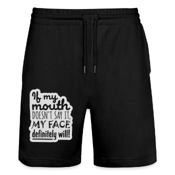 my face definitely will - Stanley/Stella Unisex Bio Joggingshorts Trainer  - Schwarz - Vorne - Nik (191cm) & Marisol (170cm)