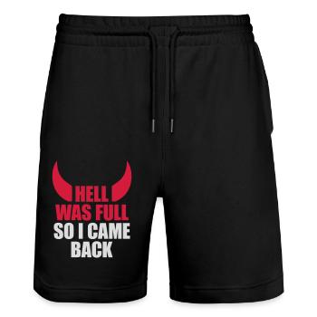 hell was full Zitat - Stanley/Stella Unisex Bio Joggingshorts Trainer  - Schwarz - Vorne - Nik (191cm) & Marisol (170cm)