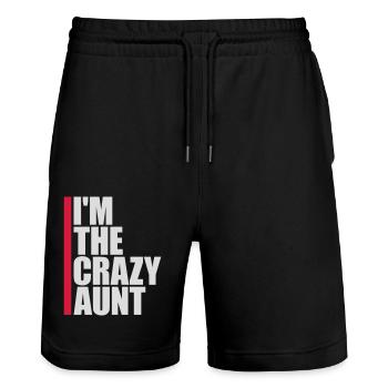 im the crazy aunt - Stanley/Stella Unisex Bio Joggingshorts Trainer  - Schwarz - Vorne - Nik (191cm) & Marisol (170cm)