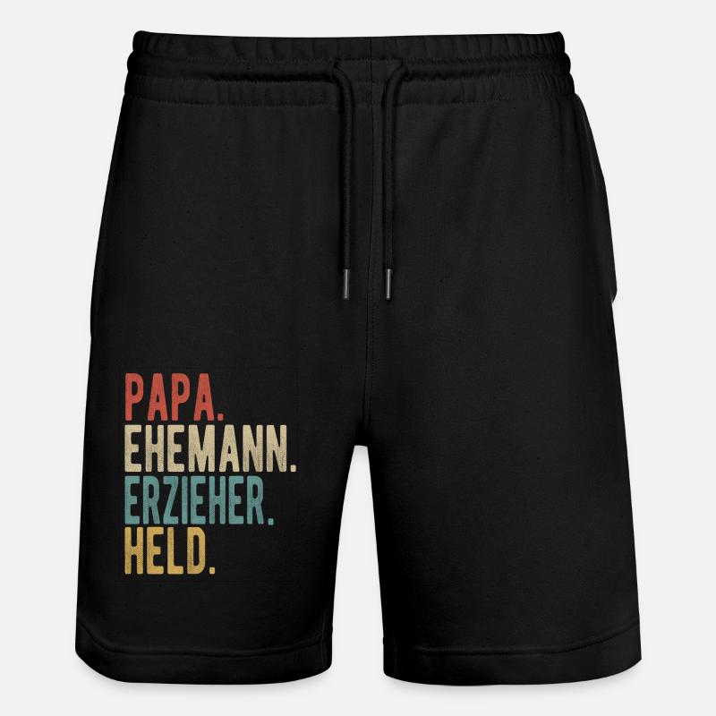 Erzieher Papa Ehemann Held - Stanley/Stella Unisex Bio Joggingshorts Trainer  - Schwarz