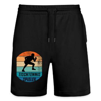 Tischtennisspieler - Stanley/Stella Unisex Bio Joggingshorts Trainer  - Schwarz - Vorne - Nik (191cm) & Marisol (170cm)