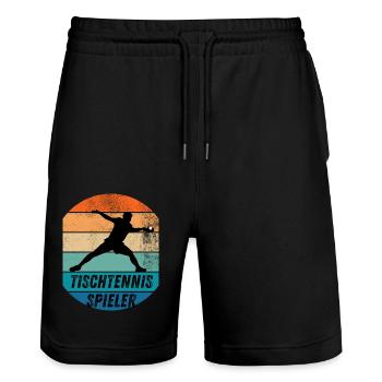 Tischtennisspieler - Stanley/Stella Unisex Bio Joggingshorts Trainer  - Schwarz - Vorne - Nik (191cm) & Marisol (170cm)