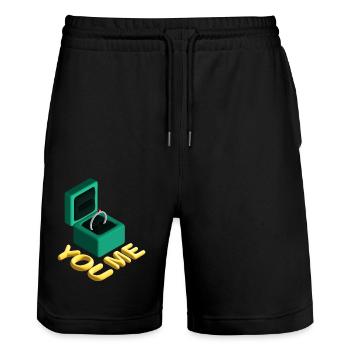 Heiraten & Dating - Stanley/Stella Unisex Bio Joggingshorts Trainer  - Schwarz - Vorne - Nik (191cm) & Marisol (170cm)