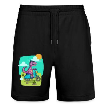 Dino Scooter Cool - Stanley/Stella Unisex Bio Joggingshorts Trainer  - Schwarz - Vorne - Nik (191cm) & Marisol (170cm)