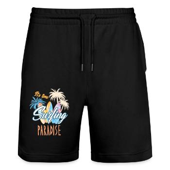 Surfing Surf Surfer - Stanley/Stella Trainer Unisex Organic Jogging Shorts - black - Front - Nik (191cm) & Marisol (170cm)