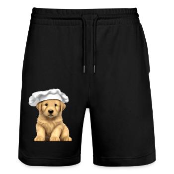 Golden Retriever Restaurateur Dogs Puppy Cooking - Stanley/Stella Trainer Unisex Organic Jogging Shorts - black - Front - Nik (191cm) & Marisol (170cm)