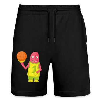 Ballsport - Stanley/Stella Unisex Bio Joggingshorts Trainer  - Schwarz - Vorne - Nik (191cm) & Marisol (170cm)