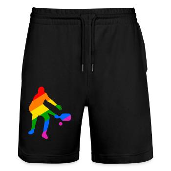 Gay Pride Pickleball - Stanley/Stella Unisex Bio Joggingshorts Trainer  - Schwarz - Vorne - Nik (191cm) & Marisol (170cm)
