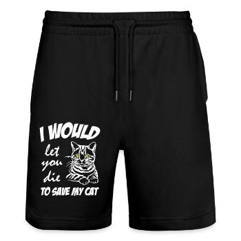 Amoureux des chats, je te laisserais mourir pour sauver mon chat - Short de jogging bio TRAINER Stanley/Stella unisexe - noir - Devant - Nik (191cm) & Marisol (170cm)