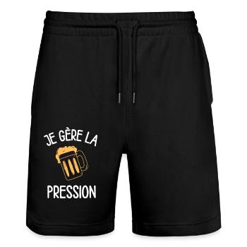Je bois de la bière - Short de jogging bio TRAINER Stanley/Stella unisexe - noir - Devant - Nik (191cm) & Marisol (170cm)