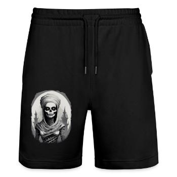 Porträt einer Mumie 5 - Stanley/Stella Unisex Bio Joggingshorts Trainer  - Schwarz - Vorne - Nik (191cm) & Marisol (170cm)