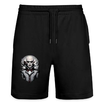 A Smiling Vampire 5 - Stanley/Stella Trainer Unisex Organic Jogging Shorts - black - Front - Nik (191cm) & Marisol (170cm)