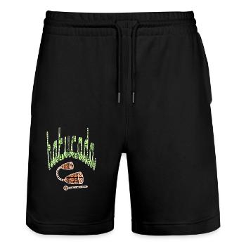 Batucada et ses cloches - Short de jogging bio TRAINER Stanley/Stella unisexe - noir - Devant - Nik (191cm) & Marisol (170cm)