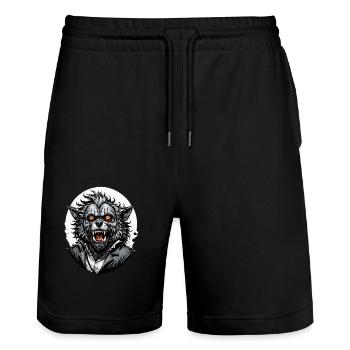 WERWOLF Anzug 12 - Stanley/Stella Unisex Bio Joggingshorts Trainer  - Schwarz - Vorne - Nik (191cm) & Marisol (170cm)