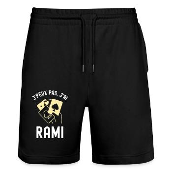 Jeu de cartes rami - Short de jogging bio TRAINER Stanley/Stella unisexe - noir - Devant - Nik (191cm) & Marisol (170cm)