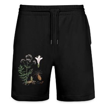 Baldrian (Valeriana officinalis) - Stanley/Stella Unisex Bio Joggingshorts Trainer  - Schwarz - Vorne - Nik (191cm) & Marisol (170cm)