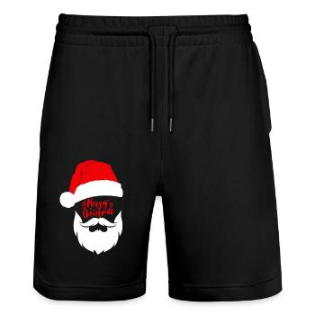 merry Christmas Santa Claus - Stanley/Stella Trainer Unisex Organic Jogging Shorts - black - Front - Nik (191cm) & Marisol (170cm)