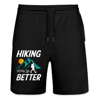 Hiking Makes Life Better - Stanley/Stella Trainer Unisex Organic Jogging Shorts - black - Front - Nik (191cm) & Marisol (170cm)