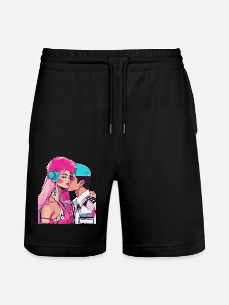 Anime Love is Limitless - Stanley/Stella Trainer Unisex Organic Jogging Shorts - black