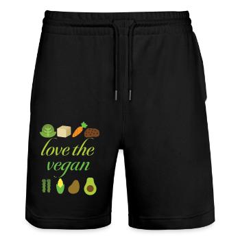 Love the vegan - Stanley/Stella Unisex Bio Joggingshorts Trainer  - Schwarz - Vorne - Nik (191cm) & Marisol (170cm)