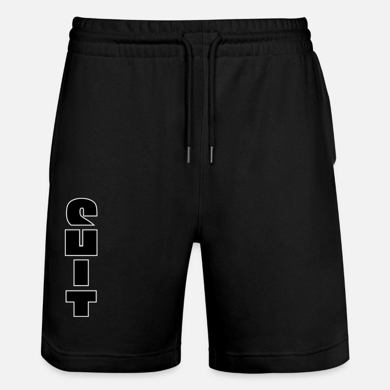 Shit vertical text - Stanley/Stella Trainer Unisex Organic Jogging Shorts - black