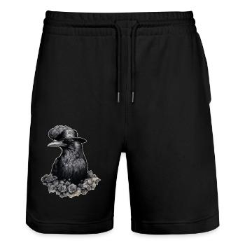 Steampunk Raven - Stanley/Stella Trainer Unisex Organic Jogging Shorts - black - Front - Nik (191cm) & Marisol (170cm)