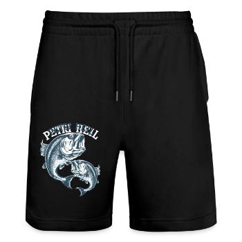 Pêche Vintage Poisson - Short de jogging bio TRAINER Stanley/Stella unisexe - noir - Devant - Nik (191cm) & Marisol (170cm)