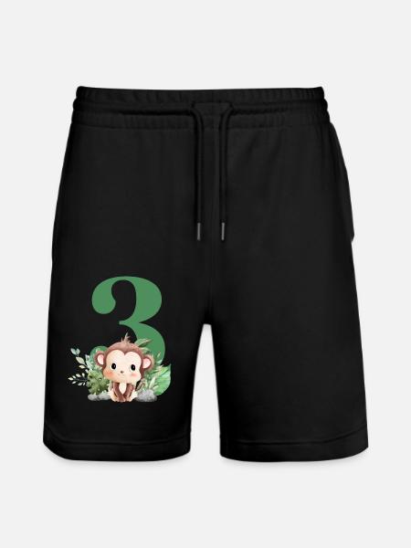 3rd Birthday Monkey Safari - Stanley/Stella Trainer Unisex Organic Jogging Shorts - black