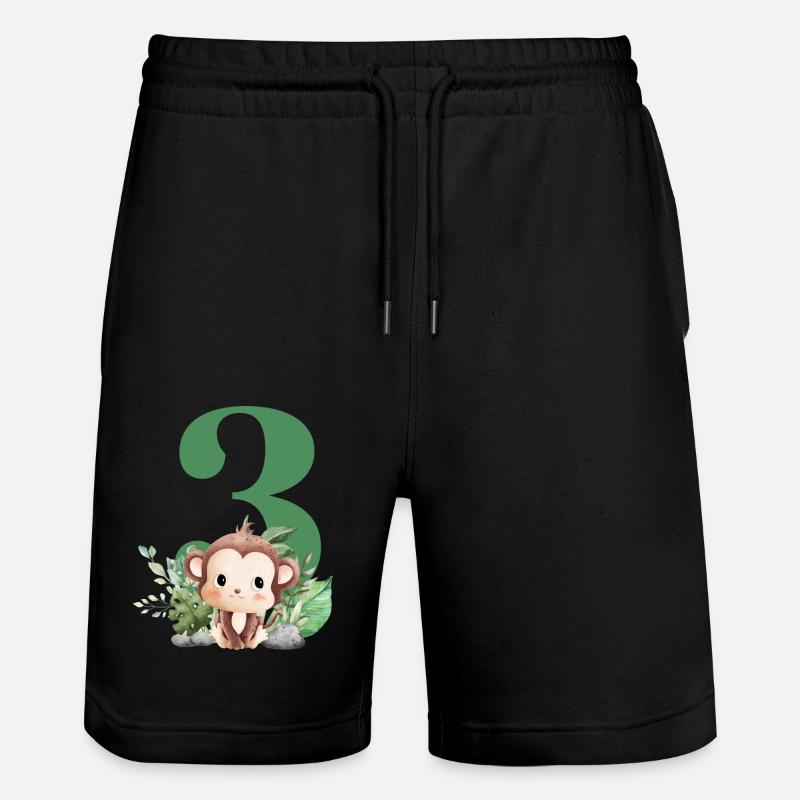 3rd Birthday Monkey Safari - Stanley/Stella Trainer Unisex Organic Jogging Shorts - black