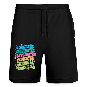 Gebildet, geimpft, koffeinhaltig, engagiert chirurgisch - Stanley/Stella Unisex Bio Joggingshorts Trainer  - Schwarz - Vorne - Nik (191cm) & Marisol (170cm)