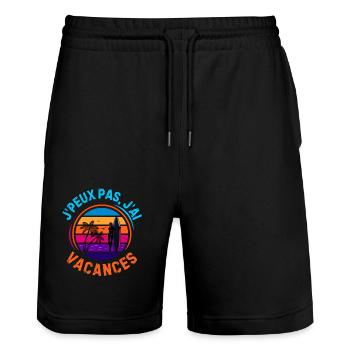 Je ne peux j ai vacances d été surf - Short de jogging bio TRAINER Stanley/Stella unisexe - noir - Devant - Nik (191cm) & Marisol (170cm)