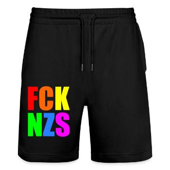 Fck nzs - Stanley/Stella Unisex Bio Joggingshorts Trainer  - Schwarz - Vorne - Nik (191cm) & Marisol (170cm)