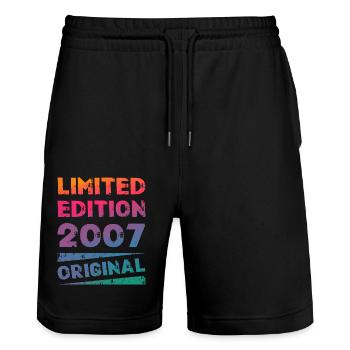 Limited Edition Birthday Party Vintage 2007 - Stanley/Stella Trainer Unisex Organic Jogging Shorts - black - Front - Nik (191cm) & Marisol (170cm)