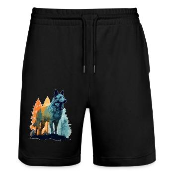 Hund in der Wildnis - Stanley/Stella Unisex Bio Joggingshorts Trainer  - Schwarz - Vorne - Nik (191cm) & Marisol (170cm)