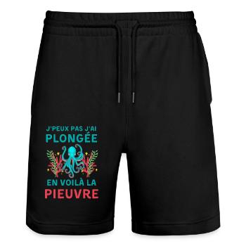 Plongée sous marine pieuvre - Short de jogging bio TRAINER Stanley/Stella unisexe - noir - Devant - Nik (191cm) & Marisol (170cm)