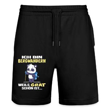 Bergwandern Hüttentour servus alpin Gipfel-Grat - Stanley/Stella Unisex Bio Joggingshorts Trainer  - Schwarz - Vorne - Nik (191cm) & Marisol (170cm)