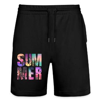Summer vibes été - Short de jogging bio TRAINER Stanley/Stella unisexe - noir - Devant - Nik (191cm) & Marisol (170cm)