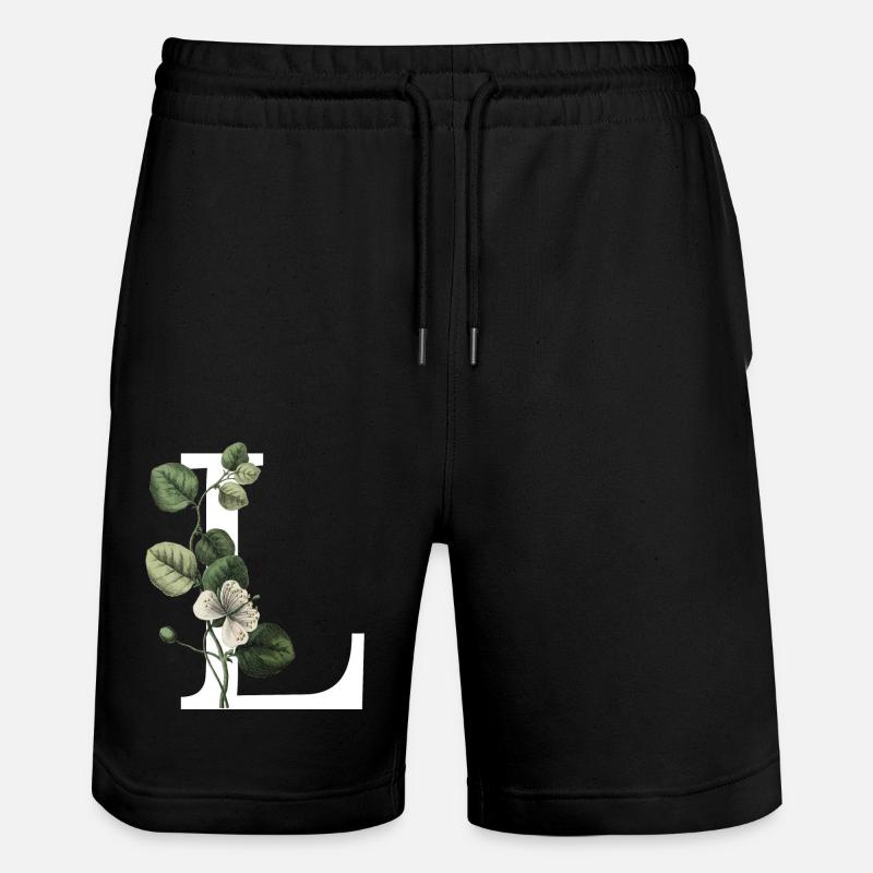 lettre l botanique vert - Short de jogging bio TRAINER Stanley/Stella unisexe - noir