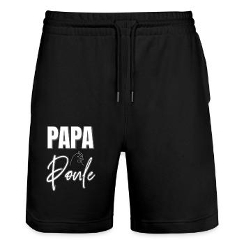 papa poule - Short de jogging bio TRAINER Stanley/Stella unisexe - noir - Devant - Nik (191cm) & Marisol (170cm)