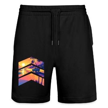 Été plages palmier surf - Short de jogging bio TRAINER Stanley/Stella unisexe - noir - Devant - Nik (191cm) & Marisol (170cm)