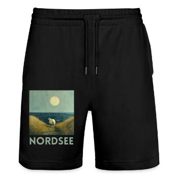 Moutons de la mer du Nord Allemagne du Nord Basse-Saxe - Short de jogging bio TRAINER Stanley/Stella unisexe - noir - Devant - Nik (191cm) & Marisol (170cm)