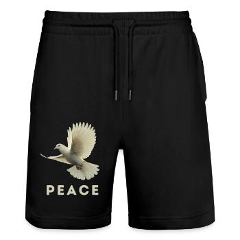 Peace Frieden Pazifismus Friedenstaube - Stanley/Stella Unisex Bio Joggingshorts Trainer  - Schwarz - Vorne - Nik (191cm) & Marisol (170cm)