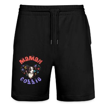 MAMAN border collie - Short de jogging bio TRAINER Stanley/Stella unisexe - noir - Devant - Nik (191cm) & Marisol (170cm)