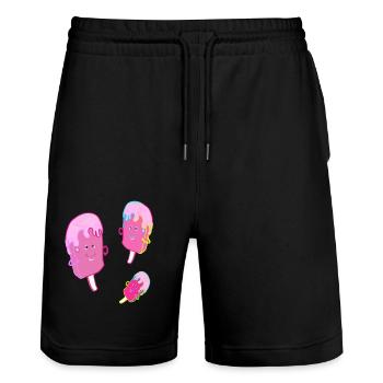 Summer Summertime Ice Cream Ice Cream Ice Cream Child - Stanley/Stella Trainer Unisex Organic Jogging Shorts - black - Front - Nik (191cm) & Marisol (170cm)