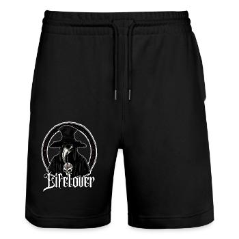 Dr med Lifelover Pestarzt - Stanley/Stella Unisex Bio Joggingshorts Trainer  - Schwarz - Vorne - Nik (191cm) & Marisol (170cm)