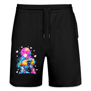 Mecha Anime Fille - Short de jogging bio TRAINER Stanley/Stella unisexe - noir - Devant - Nik (191cm) & Marisol (170cm)