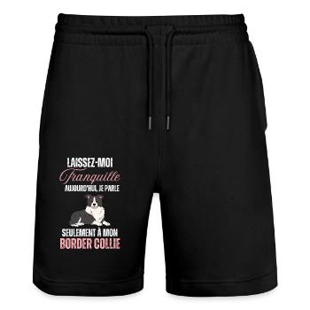 Border collie - Short de jogging bio TRAINER Stanley/Stella unisexe - noir - Devant - Nik (191cm) & Marisol (170cm)