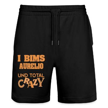 Vorname Aurelio - Stanley/Stella Unisex Bio Joggingshorts Trainer  - Schwarz - Vorne - Nik (191cm) & Marisol (170cm)