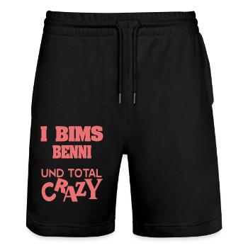Geschenk für Benni - Stanley/Stella Unisex Bio Joggingshorts Trainer  - Schwarz - Vorne - Nik (191cm) & Marisol (170cm)